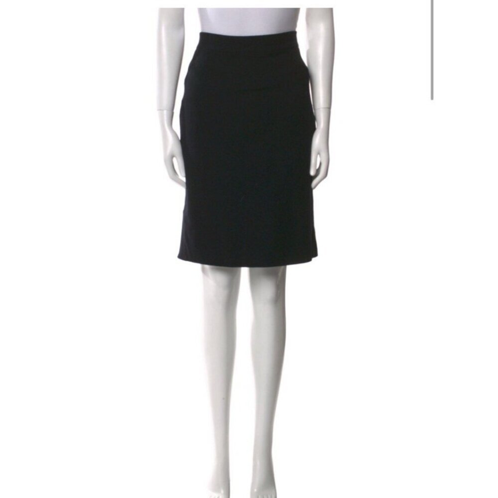 Givenchy Black Virgin Wool Knee Length Skirt Womens M US8 Pencil Designer
